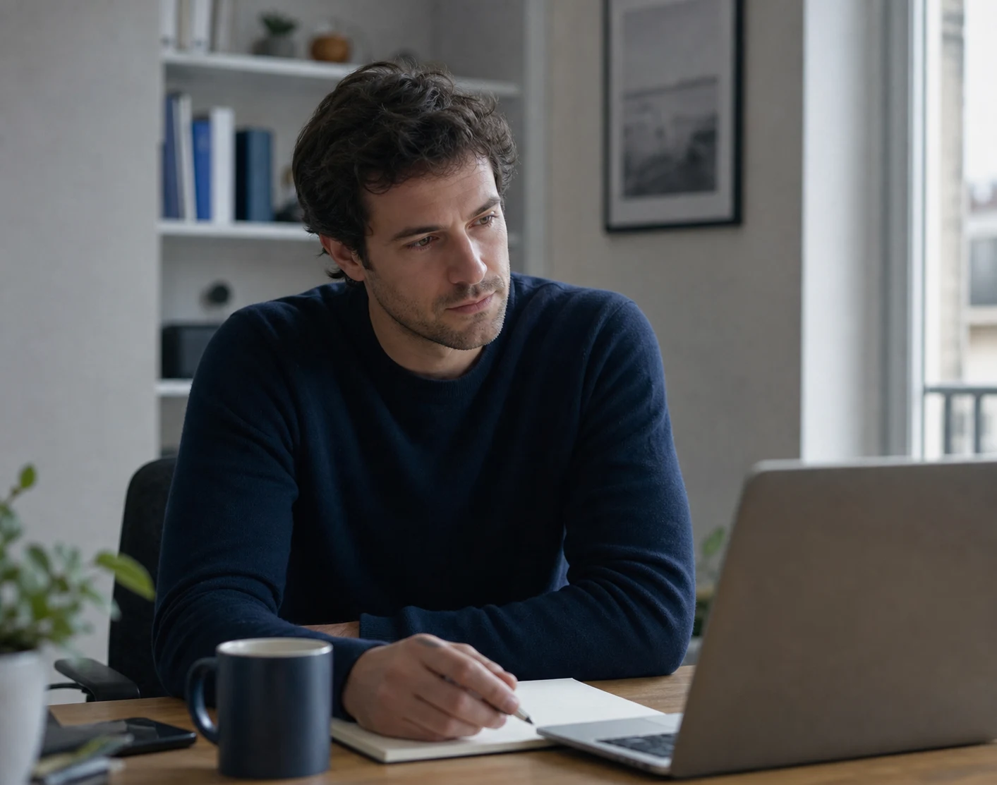 Commercial concentré pendant un appel à distance