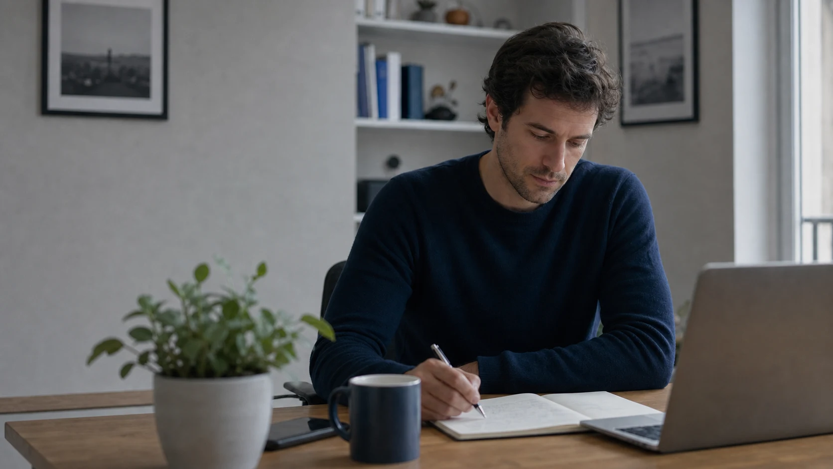 Commercial prenant des notes pendant une conversation à distance